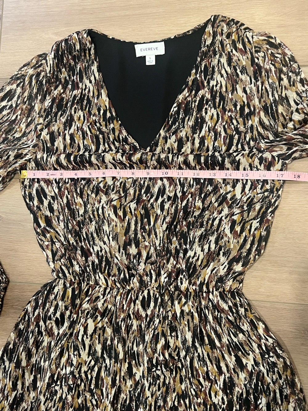 Evereve Long Sleeve Mini Dress Abstract Brushstroke Metallic Tiered Size Small - Picture 6 of 13